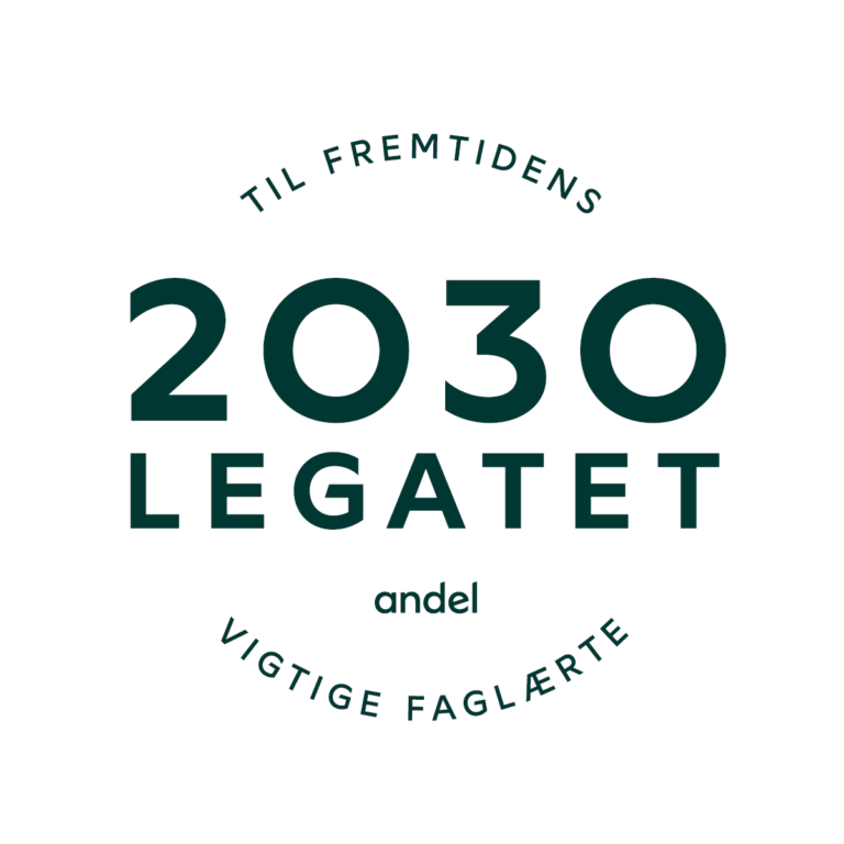 Logo for Andels 2023 legatet. På logoet står: Til fremtidens vigtigste faglærte.